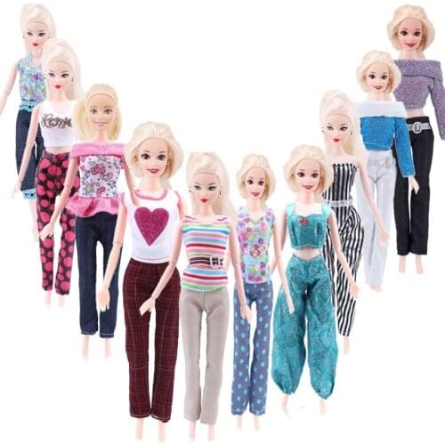 2021 Doll Clothes Fashion Outfit Handmade Daily T-shirt Shorts Clothes+Pants For Barbies Doll Accessories