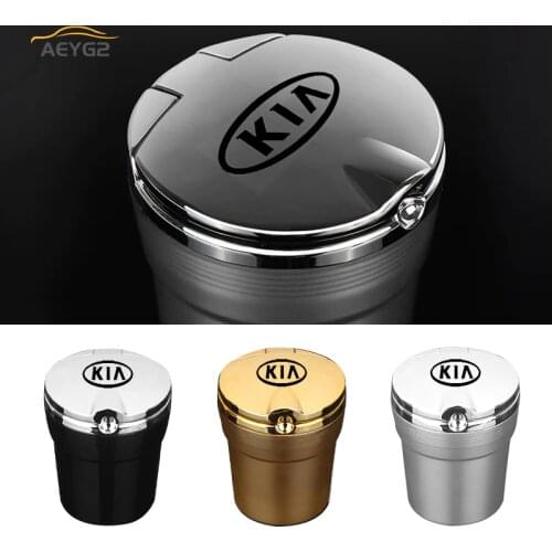 For KIA Sportage R Stinger Sorento Certo Forte K2 K3 K5 Optima Picanto Car Ashtray With Led Light Cigarette Smoke Travel Remover