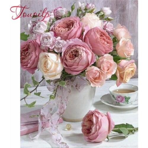 Full 5D DIY Diamond Painting Peony Flowers Paints Round Drill Full Cover Diamond Embroidery Kits Frameless Gifts Home Decor