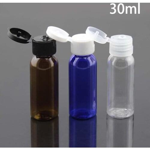 20pcs Empty 30ml Plastic Bottle with Flip cap Refillable Cosmetic Essence Water Container Makeup Cream Toners Travel Packaging