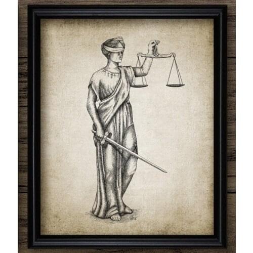Christmas Canvas Painting Attorney Lady Justice Law Home Decor Patent Posters and Scale Of Justice Lawyer Gift Art Lawyer Office