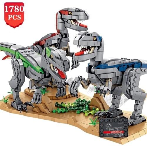 Jurassic Dinosaur Animal World Park Raptor Building Blocks Bricks Set DIY Educational Velociraptor Toys For Kid Birthday Gifts