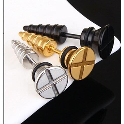 Screw Pierced Earrings Mens Stainless Steel Earrings Hip Hop Punk Black Gold Earring Fashion Jewelry Gifts for Woman Accessories