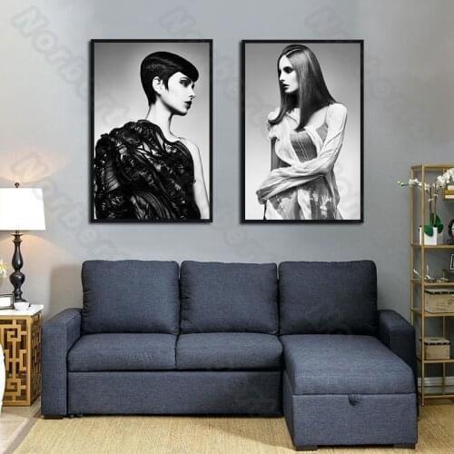 Modern Fashion Style Canvas Painting and Posters Wall a Charming Woman and a Cool Woman for Living Room Bedrom Decoration