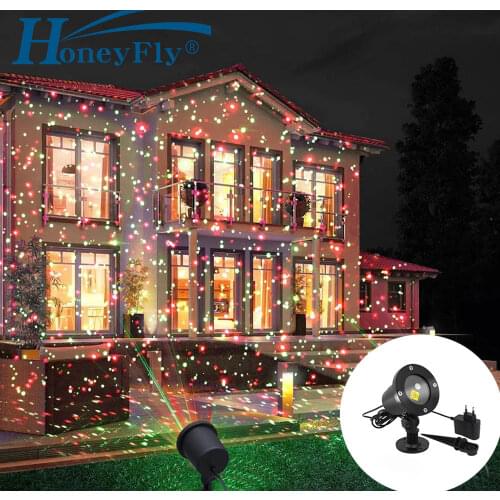 HoneyFly LED Laser Projector Stage Lamp Moving Full Sky Star Landscape Lighting Red&Green Christmas Party Outdoor Lawn Lamp