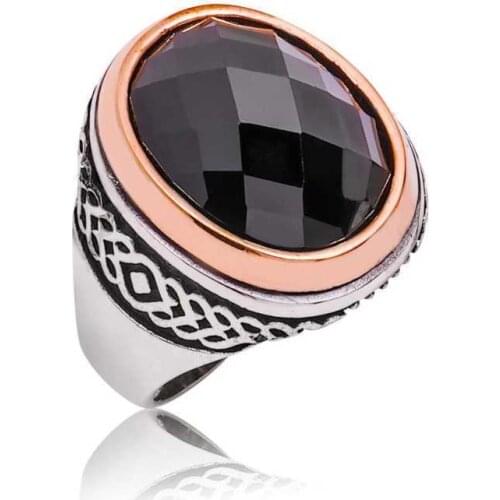 Tevuli 925 Sterling Silver Black Cutting Cubic Zirconia Men Ring