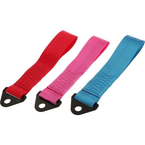 Universal Car Auto Trailer Tow Strap Short Loop Set Kit With Bumper Hook Red