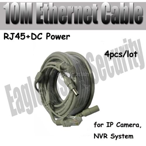 High quality Ethernet Cable RJ45 + DC Power CAT5 CCTV Cable Lan Cable for IP Camera NVR System 4pcs/lot