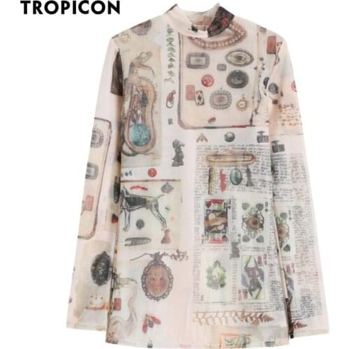 TROPICON Autumn Long Sleeve Mesh Top Women 2020 Graphic T Shirt Print Tshirt Vintage Ladies Top Aesthetic Tee Shirt Femme