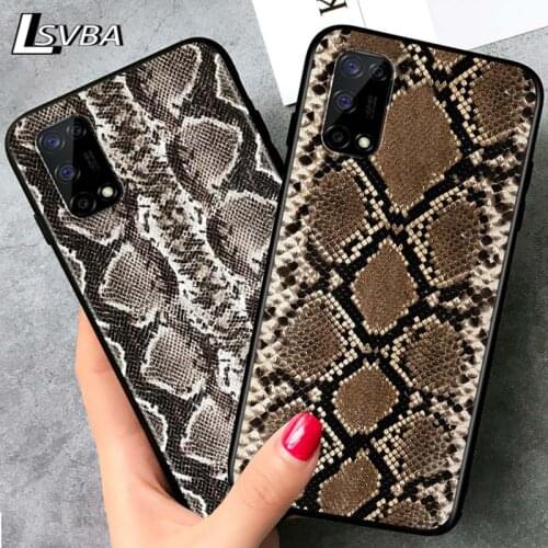 Snake Skin for OPPO Realme V15 X5 X3 X50 X7 X2 C17 C11 C3 C2 7 7i 6 6S 6i 5 Narzo 20 Pro Black Phone Case