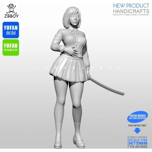 1/24 Resin Figure Kits Pretty girl swordsman resin soldier self-assembled TD-201982