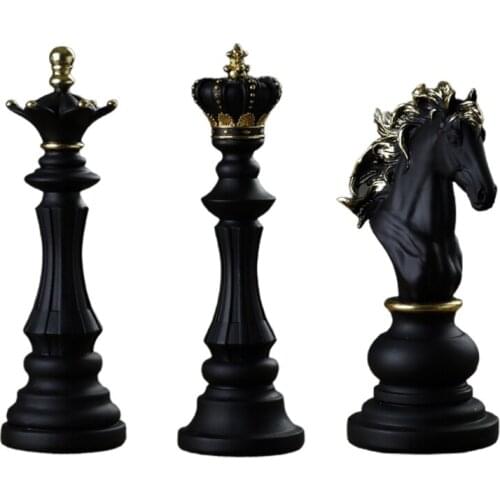 1Pcs International Chess Figurines Retro Home Decor Resin Chess Pieces Board Games Accessories Simple Modern Chessmen Ornaments