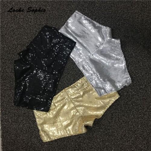 1pcs Low waist Sexy Womens shorts 2021 Summer cotton Sequins Splicing zipper Dance shorts Ladies Skinny super DJ short pants