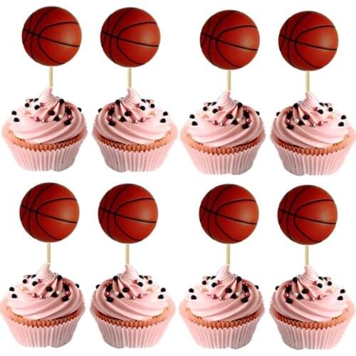 24pcs/lot Basketball Theme Decoration Cupcake Toppers Happy Birthday Party Baby Shower Supplies Boys Kids Favors Cake Picks