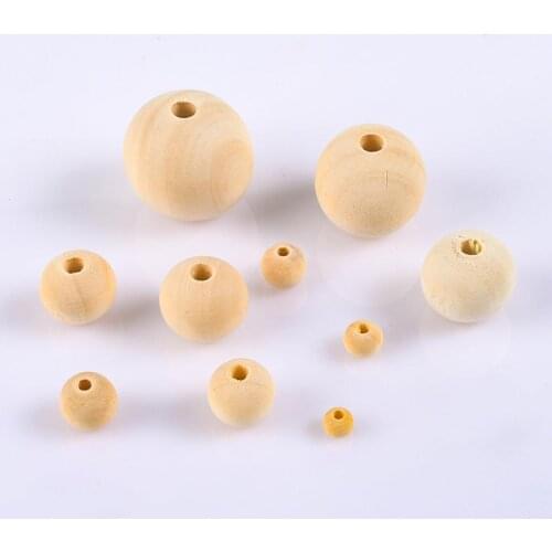 5-100Pcs 6-30mm Natural Wood Spacer Loose Beads For Jewelry Making Supplies Round Wooden Diy Bracelet Necklace Charms Ball Beads