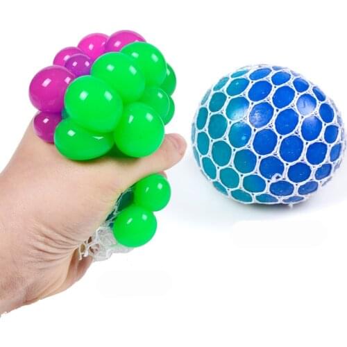 6cm Mesh Ball Stress Discolor Grape Toys Office Anxiety Antistress Hand Stress Ball Toy for Adult Children Decompression Vent