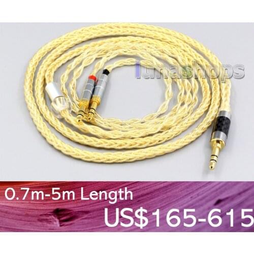 LN006502 8 Cores 99.99% Pure Silver + Gold Plated Earphone Cable For ONKYO SN-1 JVC HA-SW01 HA-SW02 McIntosh Labs MHP1000 3.5mm