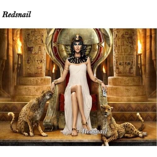 Diamond painting full Square Egyptian Queen and leopard pattern 5d Round 3d diamond embroidery Rhinestone mosaic Cleopatra,EE425