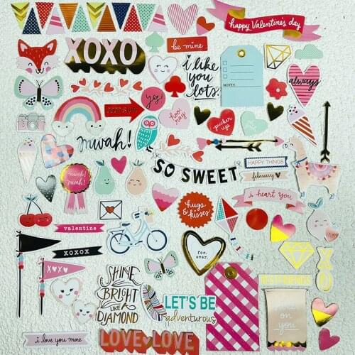 Panalisacraft LOVE valentine Foil Paper Cardstock Die Cut Stickers for DIY Scrapbooking/photo album Decoration Card Making Craft