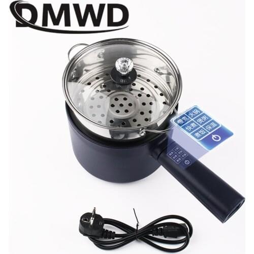 DMWD 110V Electric Skillet Hotpot Mini Rice Cooker Eggs Boiler Food Steamer Noodles Soup Cooking Pot Omelette Frying Heating Pan