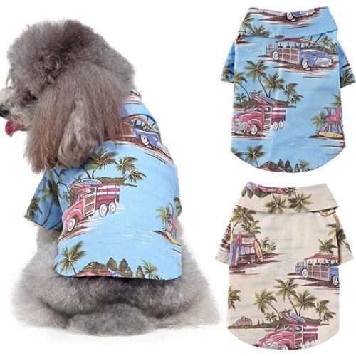 Dog Shirts Clothes Summer Beach Shirt Vest Pet Clothing Floral T-Shirt Hawaiian Travel Shirt For Small Large Dog Chihuahua Y