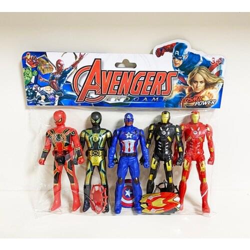 15/18CM Iron Man Marvel Avengers Model Toy 5pcs/set SuperHero Figure toy Set Spiderman With Shield Accessories For Kids Gift