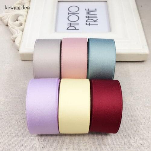 Kewgarden 1" 25mm 2.5CM Matte Cotton Satin Ribbon Handmade Tape DIY Bowknot Accessories Ribbons Thick Soft Riband 10 m/lot