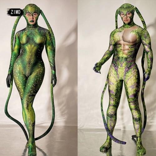 Halloween costumes for women Bar Club Party Role Playing Jumpsuit Animal Cosplay Pattern 3D fly print Jumpsuits men rave clothes