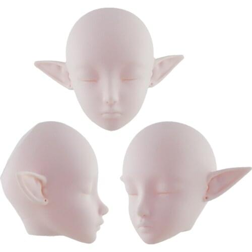 1/3 BJD Doll Head with Elf Ears Vampire Makeup Doll Element Bald Head with Fairy Sleeping Eyes DIY Practice Model Toys for Girls
