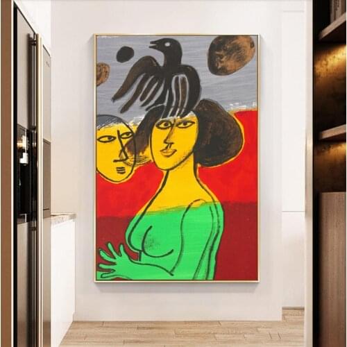 Le Temps Des Oiseaux Oil Painting on Canvas Nude Women Posters and Prints Abstract Wall Art Picture for Living Room Home Decor