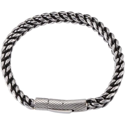 Fashion Men Bracelet 6mm Stainless Steel Curb Cuban Link Chain Bangles for Male Hiphop Trendy Wrist Jewelry Birthday Gift GL0052