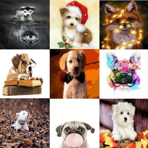 Paint By Number Lovely Dog Animal Drawing On Canvas Hand Painted Art Gift DIY Coloring By Numbers Dogs Kits Home Decor