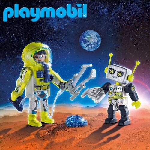 PLAYMOBIL Mars Series Two-Piece Toy Set Mars Astronaut And Robot Educational Scene Building Blocks Kids Toy 9492