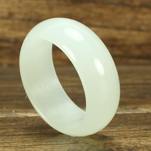 Natural hetian white jade ring hand-carved exquisite rings jade men jewelry jade gift jadeite jade