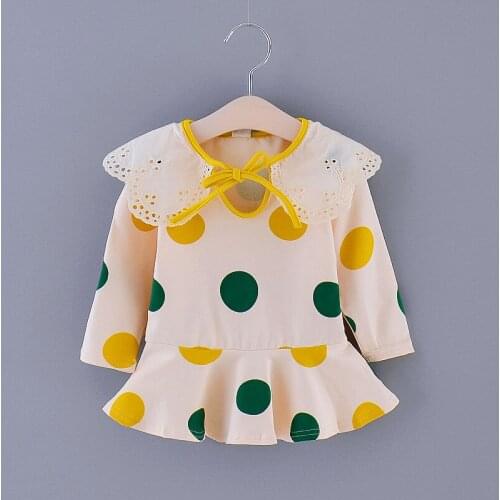 New Baby Girls Dresses BABY Clothes Long Sleeve Autumn Spring Dot Printed Lovely Ruffles Flouncing Tutu Dress Children Outfits