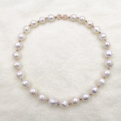 NEW high quality Really natural Metallic luster Baroque Irregular Pearl Necklace 10-11mm 20inches 004