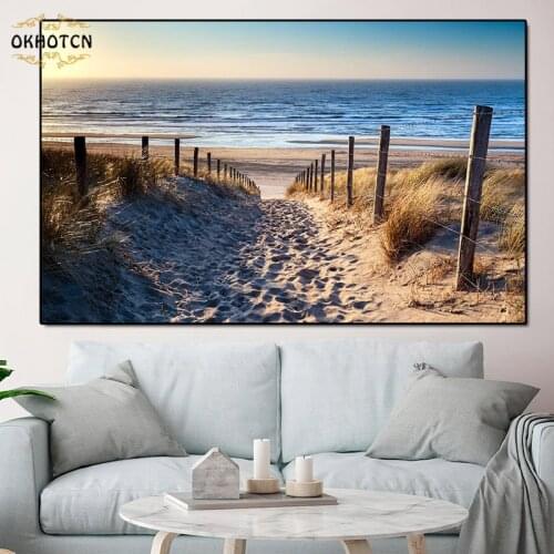 Landscape Canvas Printing Ocean Beach Sea Road Posters And Prints Modern Home Decoration Wall Art Pictures For Living Room Decor