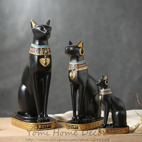 Home gifts crafts Resin Resin Egyptian Bastet Cat Black Collectible Figurine Statue Figure Sculpture Egypt Creative Wedding