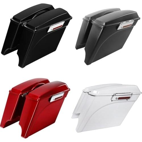 Motorcycle 5" Stretched Extended Hard Saddlebags with Lids For Harley Touring Electra Road Street Glide Road King 1993-2013