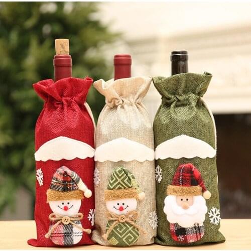 Christmas Wine Bottle Covers Bag Christmas Decorations Holiday Santa Claus Bottle Cover Home Dinner Party Table Decors