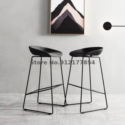 Nordic Wrought Iron Bar Stool Creative High Bar Stool Milk Tea Shop Front Desk High Stool Bar Stool Simple Fashion Bar Stool