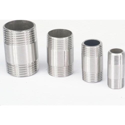 LOT2 1/4" 1/2" 3/4" BSPT Male 304 Stainless Steel Barrel Nipple Pipe Fitting Connector Coupler