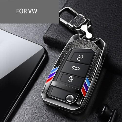 Sports Metal Leather Car Key Case Cover For Volkswagen VW Polo Golf 7 MK7 Tiguan For Skoda Octavia Kodiaq For Seat Ateca Leon