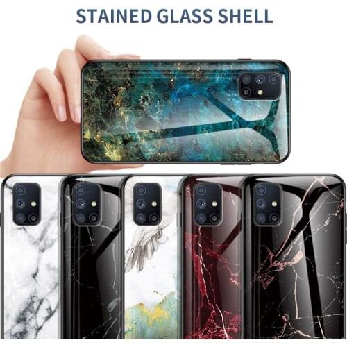 Marble Gradient Glass Case For Samsung Galaxy M31S M31 A11 A21s A31 A51 A71 Samsung Note 20 Ultra Cover Shockproof Hard Coque