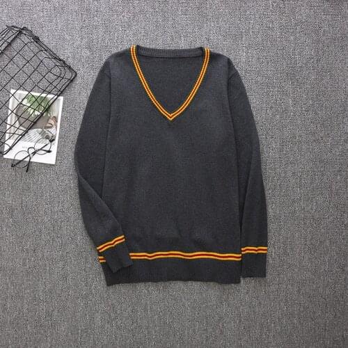 2019 New Sweater Slytherin Ravenclaw Hufflepuff Long Sleeve Sweater V-neck All-match Unisex Daily Clothes Cosplay Costumes