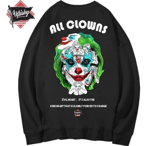 Hoodies, Sweatshirts tops Fashion Classic All Hip Hop Print long O-neck Fun and Games Unique Uprising Not Scary Slavering Fanged