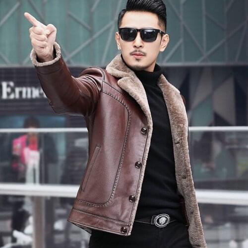 Spring 2021 Mens Version Slim-Fitting Stand-Up PU Leather Jackets Mens Casual Thick Motorcycle Jackets Male Warm Outwear Q89