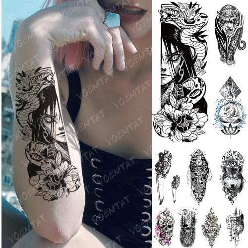 Waterproof Temporary Tattoo Sticker Kurama Naruto Orochimaru Snake Flash Tattoos Old School Body Art Arm Fake Tatoo Women Men