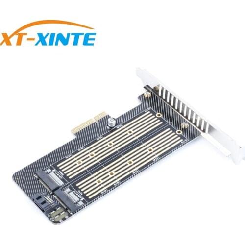 XT-XINTE 2 In 1 M2 Hard Disk Adapter Expansion Cards for NVME for NGFF Protocol SSD M key/B key 2230-22110 SSD Pcie x4