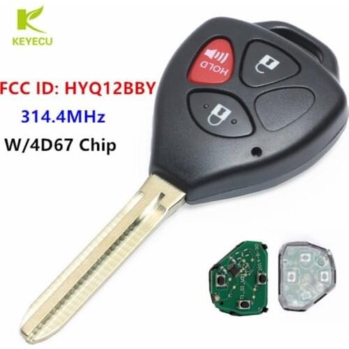 Keyecu Replacement New Remote Key Fob 3Button 314.4MHz 4D67 Chip FCC ID: HYQ12BBY for 2007-2010 Toyota Rav4 / 2008-2012 Scion xB